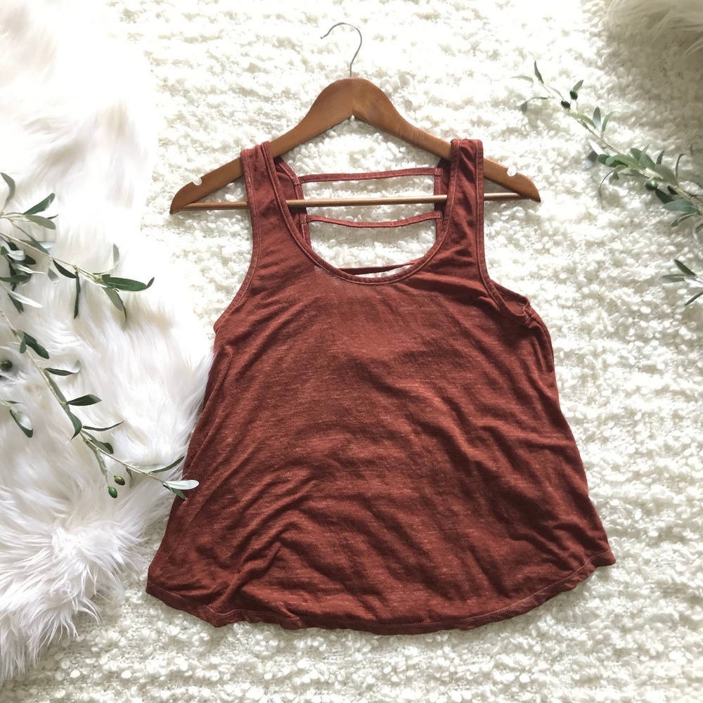 American Eagle XS Rust Ladder-Back Tank